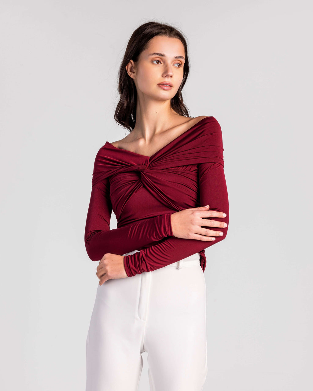 Asymmetrical Elegance Ruched Blouse