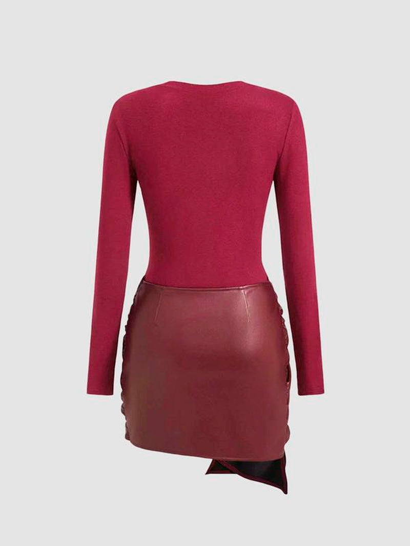 Patchwork Knot Side TWIST FRONT MINI Dress