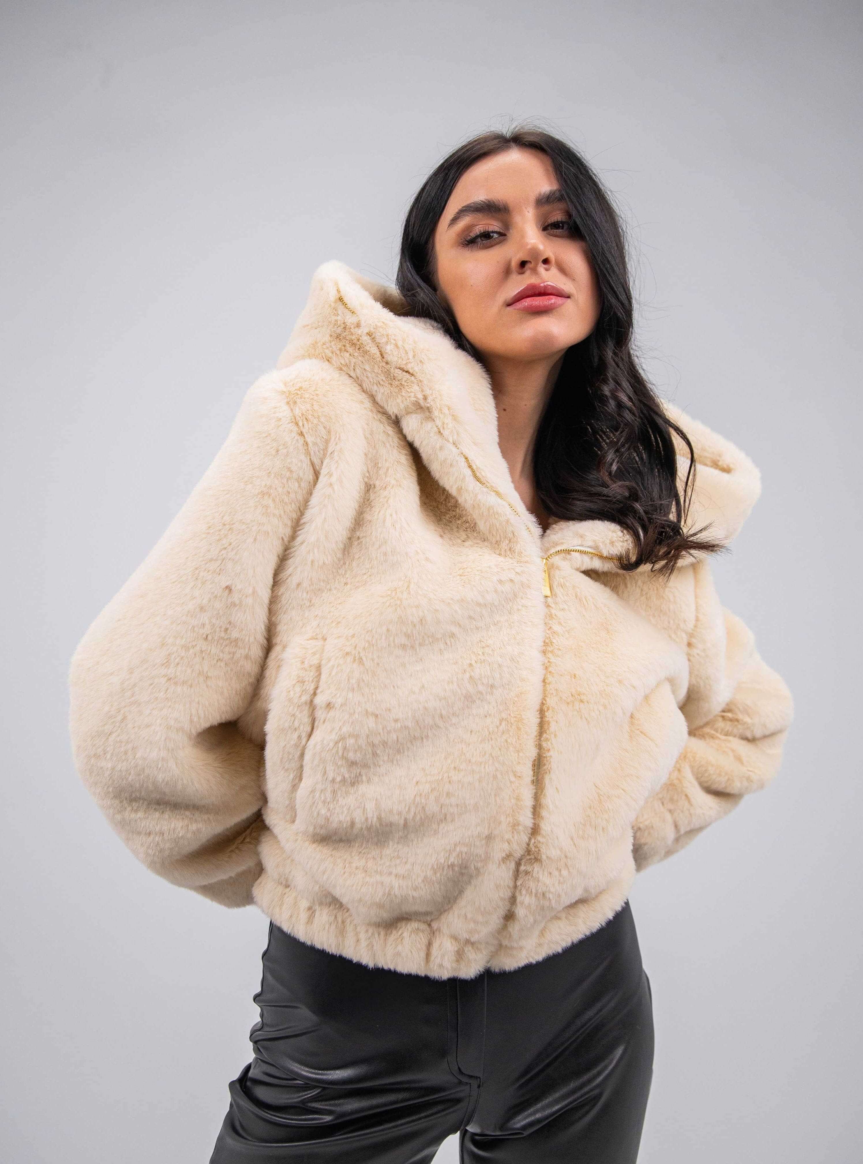 FAUX FUR HOODED JACKET