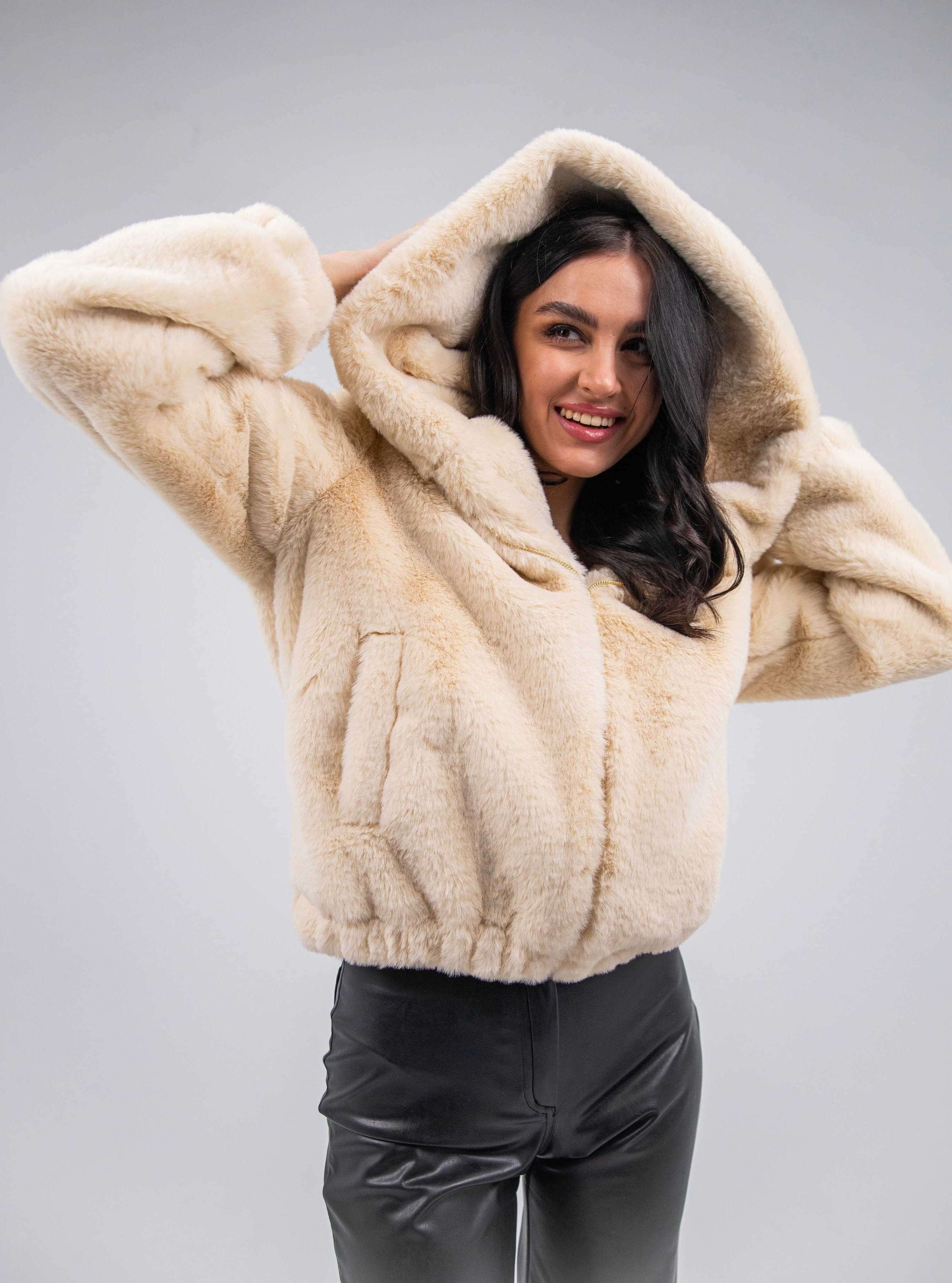 FAUX FUR HOODED JACKET