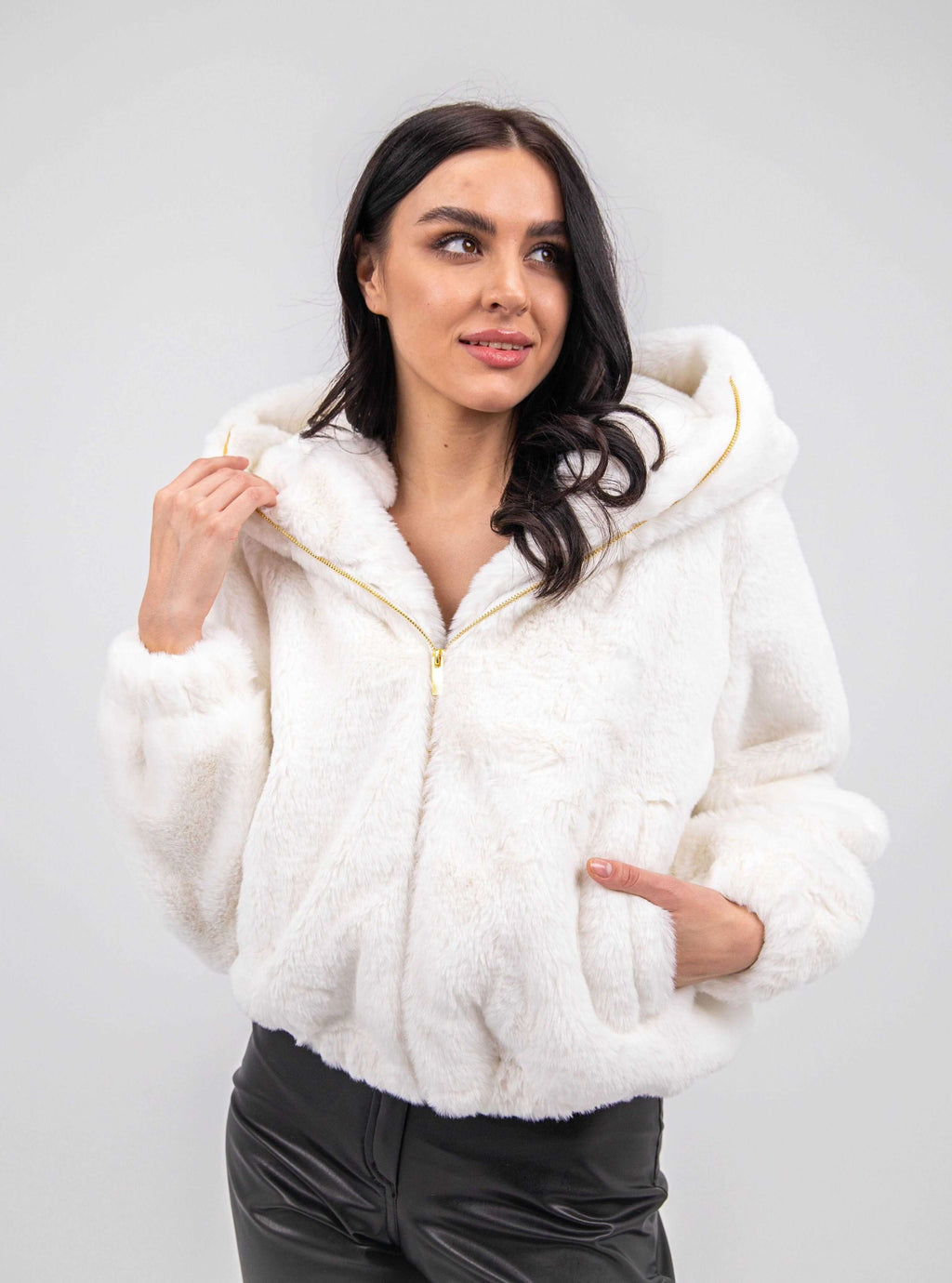 FAUX FUR HOODED JACKET