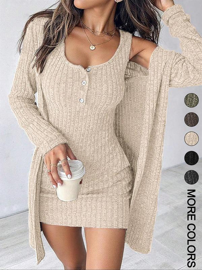 Women'S Striped Dress Set, Casual Style, Comfortable Fabric, Fashion Design, Perfect for Daily Wear, Clothes