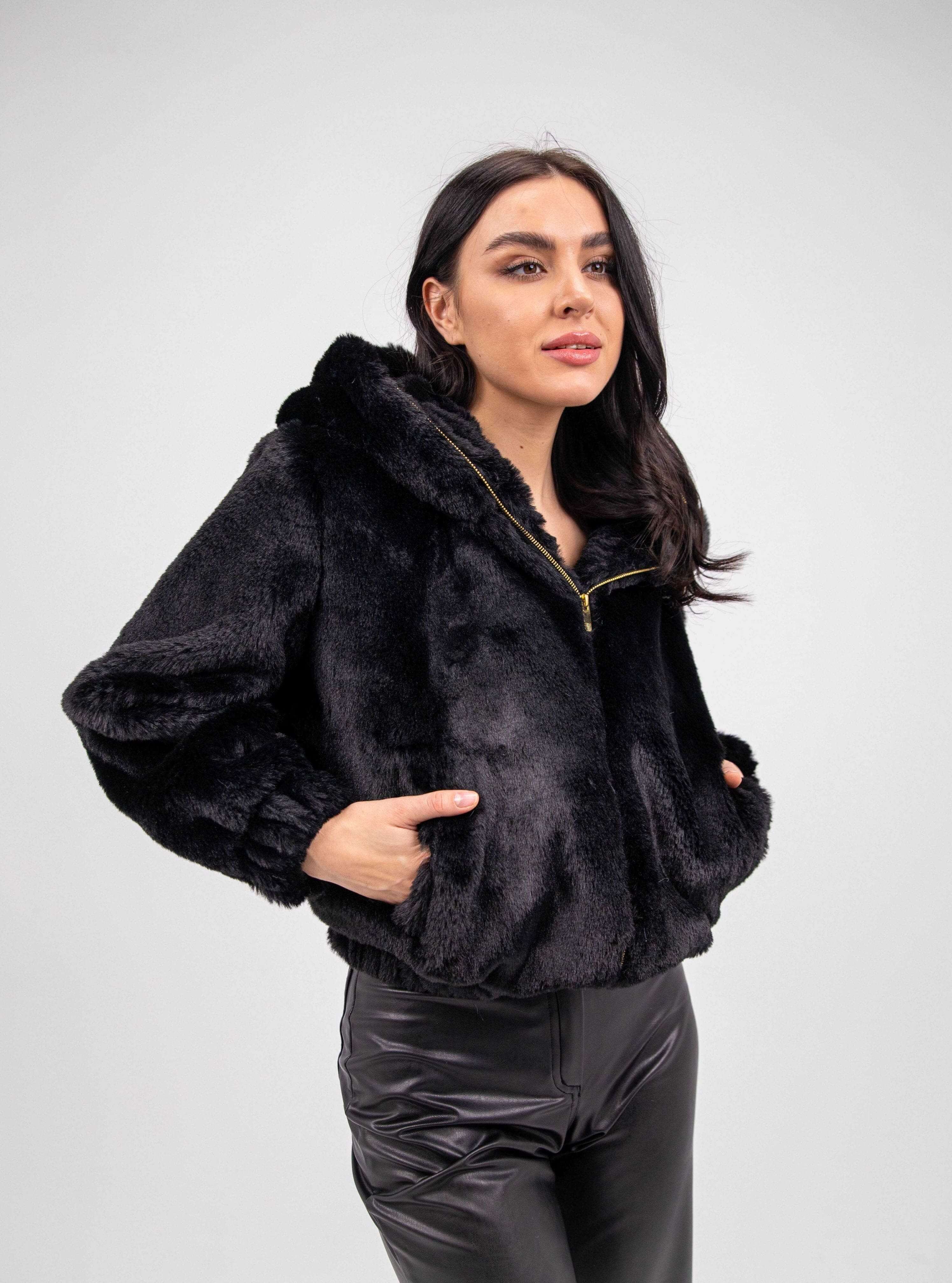 FAUX FUR HOODED JACKET