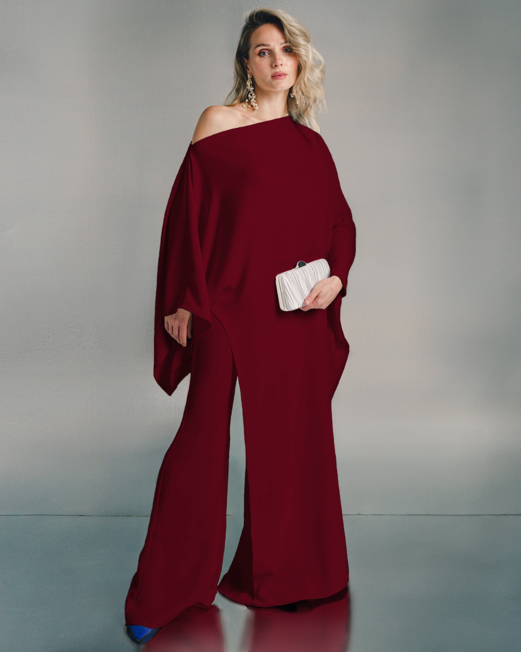 Caped loose neck crepe set