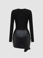 Patchwork Knot Side TWIST FRONT MINI Dress
