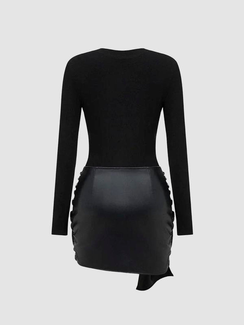 Patchwork Knot Side TWIST FRONT MINI Dress