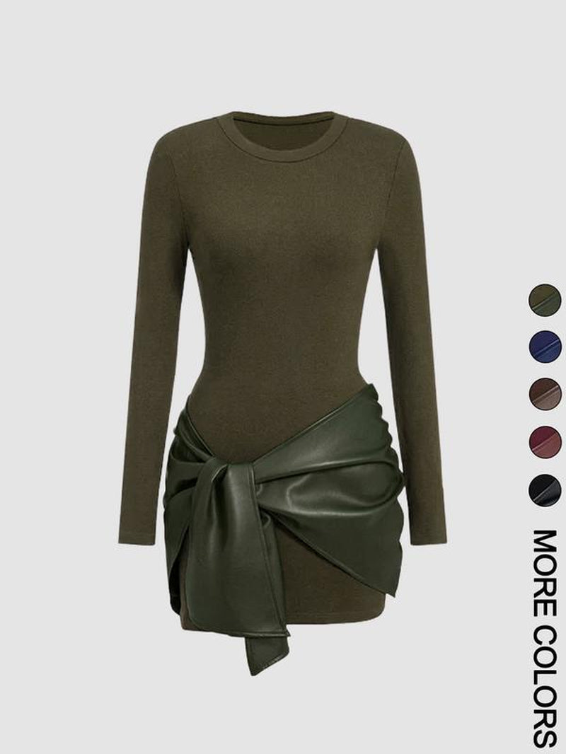 Patchwork Knot Side TWIST FRONT MINI Dress