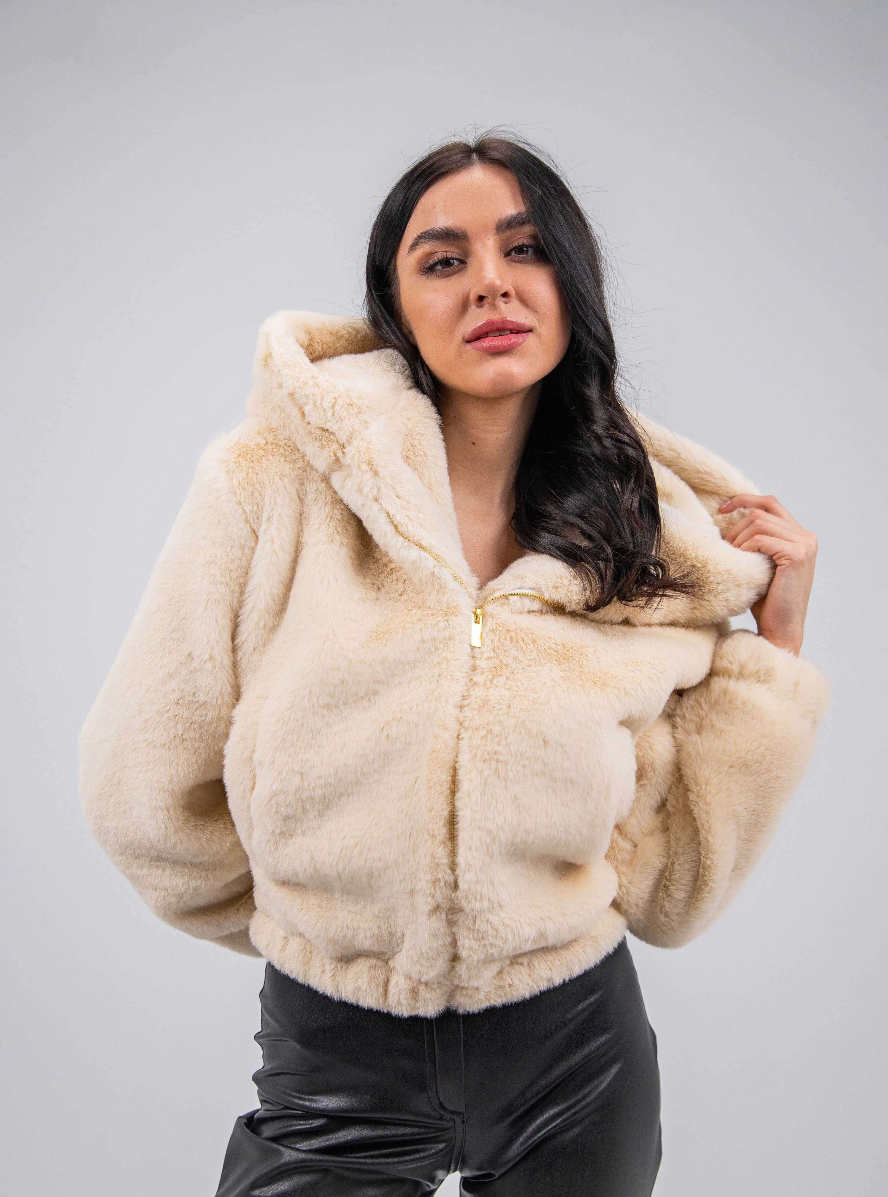 FAUX FUR HOODED JACKET