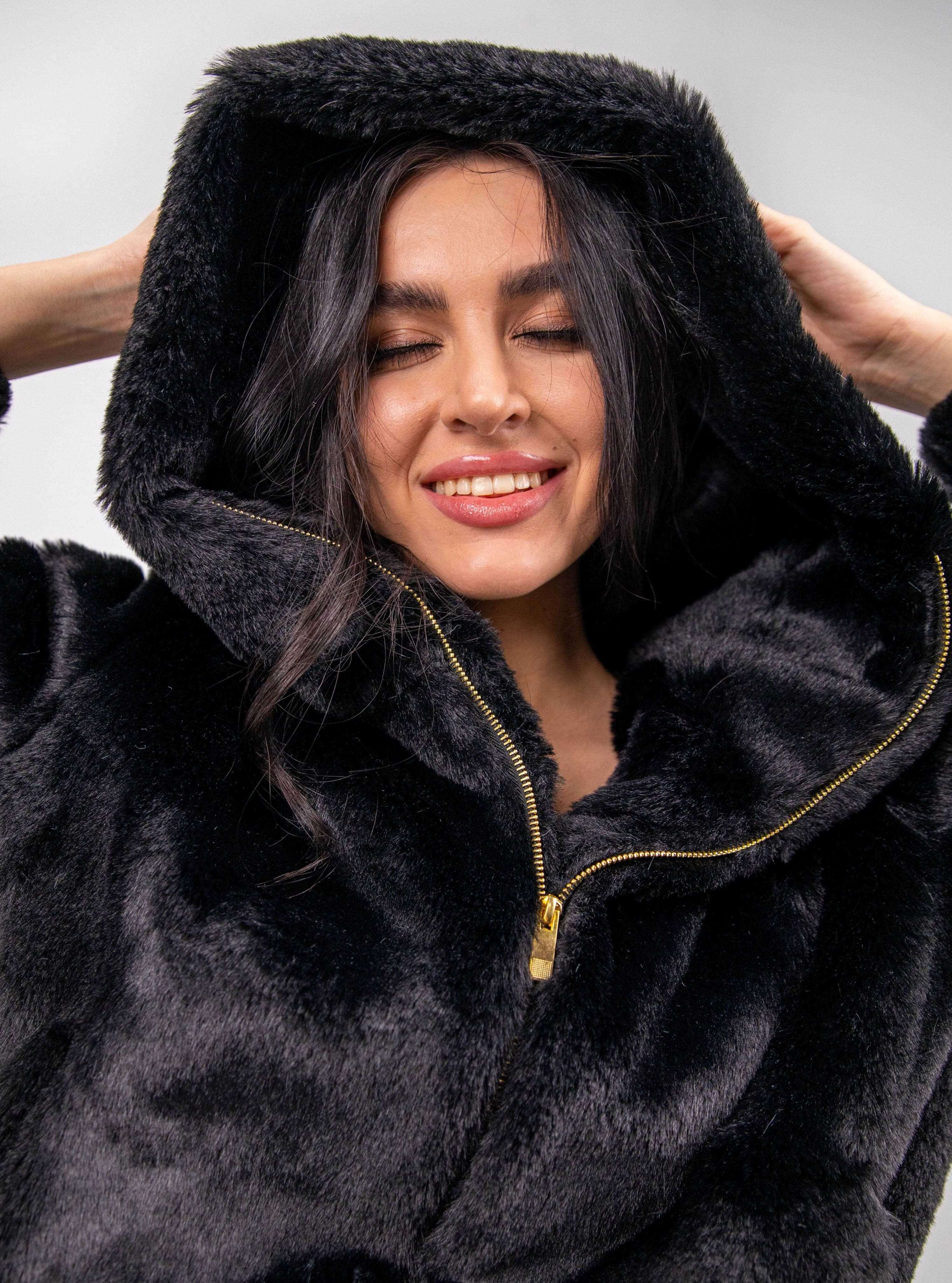 FAUX FUR HOODED JACKET
