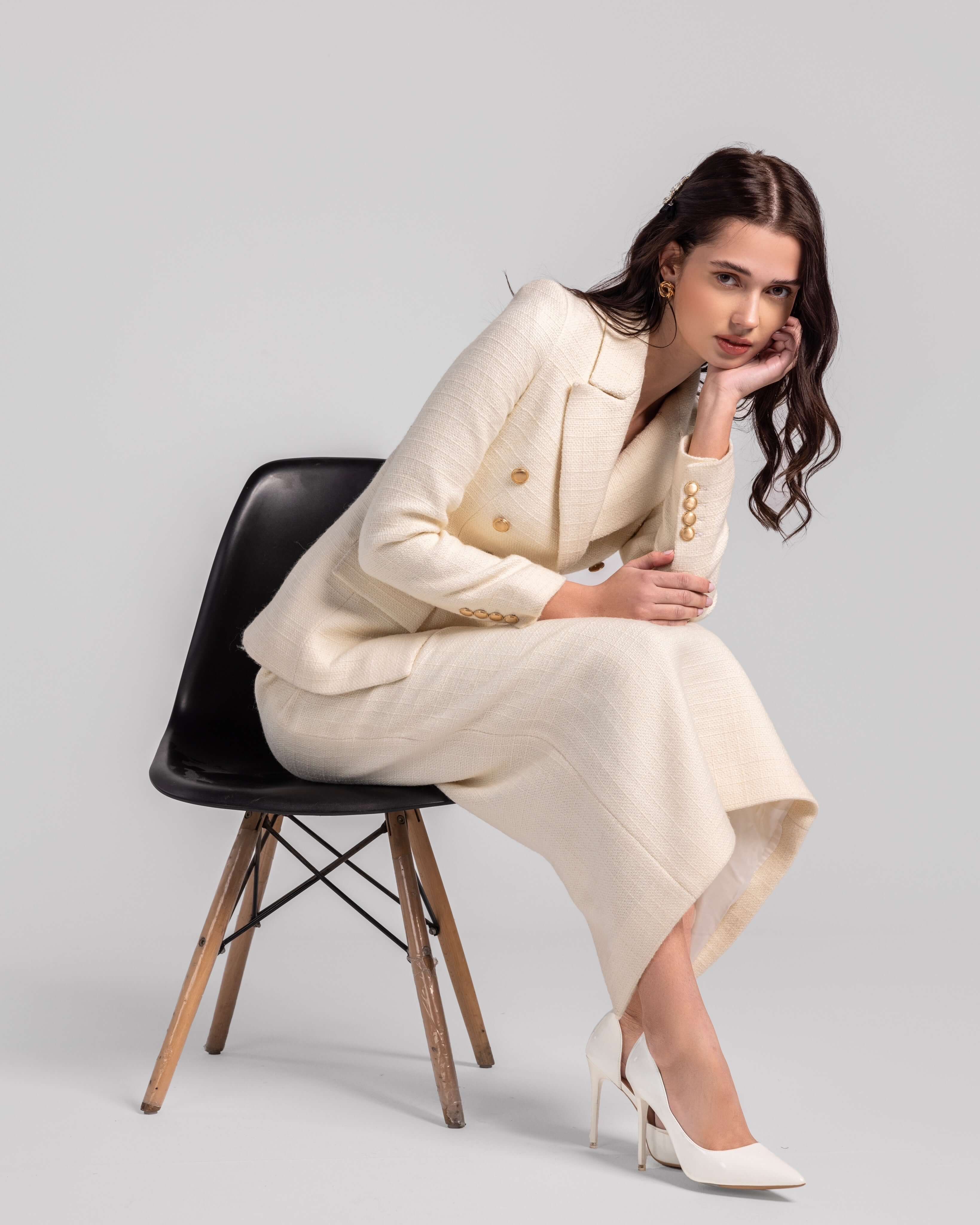 Double breasted tweed Skirt