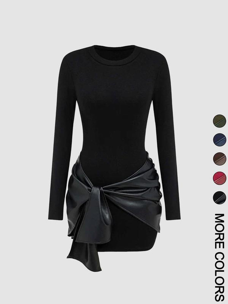 Patchwork Knot Side TWIST FRONT MINI Dress