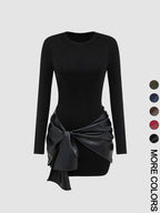 Patchwork Knot Side TWIST FRONT MINI Dress
