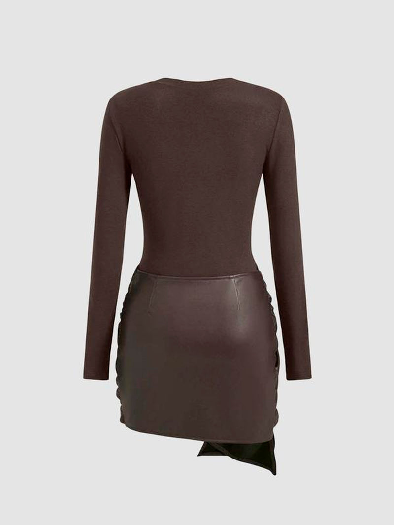 Patchwork Knot Side TWIST FRONT MINI Dress