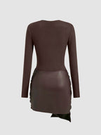 Patchwork Knot Side TWIST FRONT MINI Dress