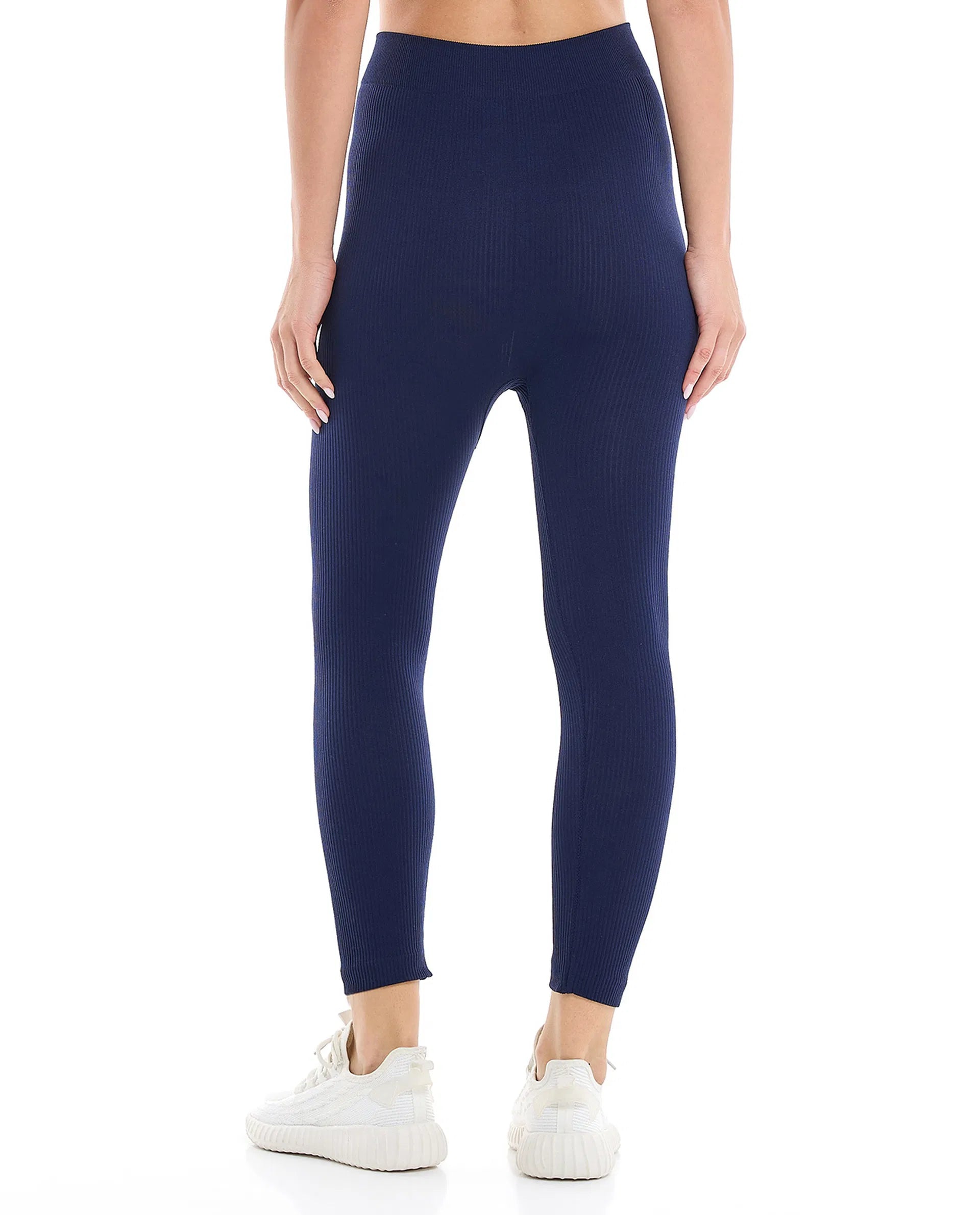 Ribbed 3/4 Leggings with Elastic Waist