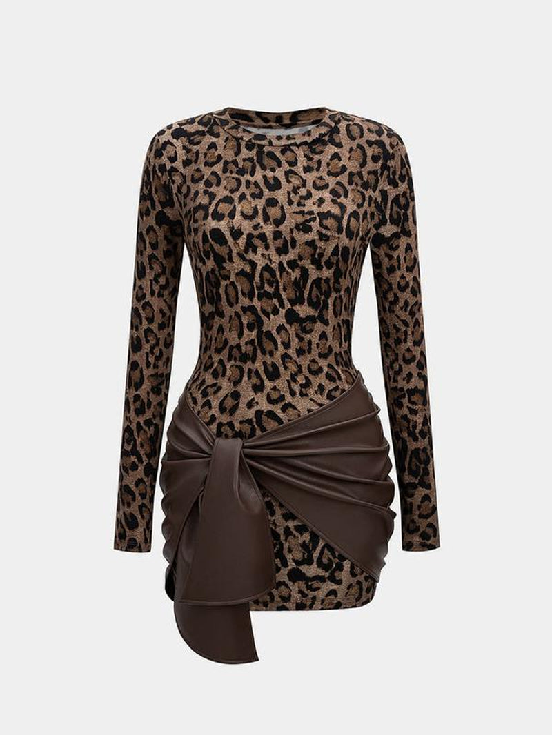 Patchwork Knot Side TWIST FRONT MINI Dress