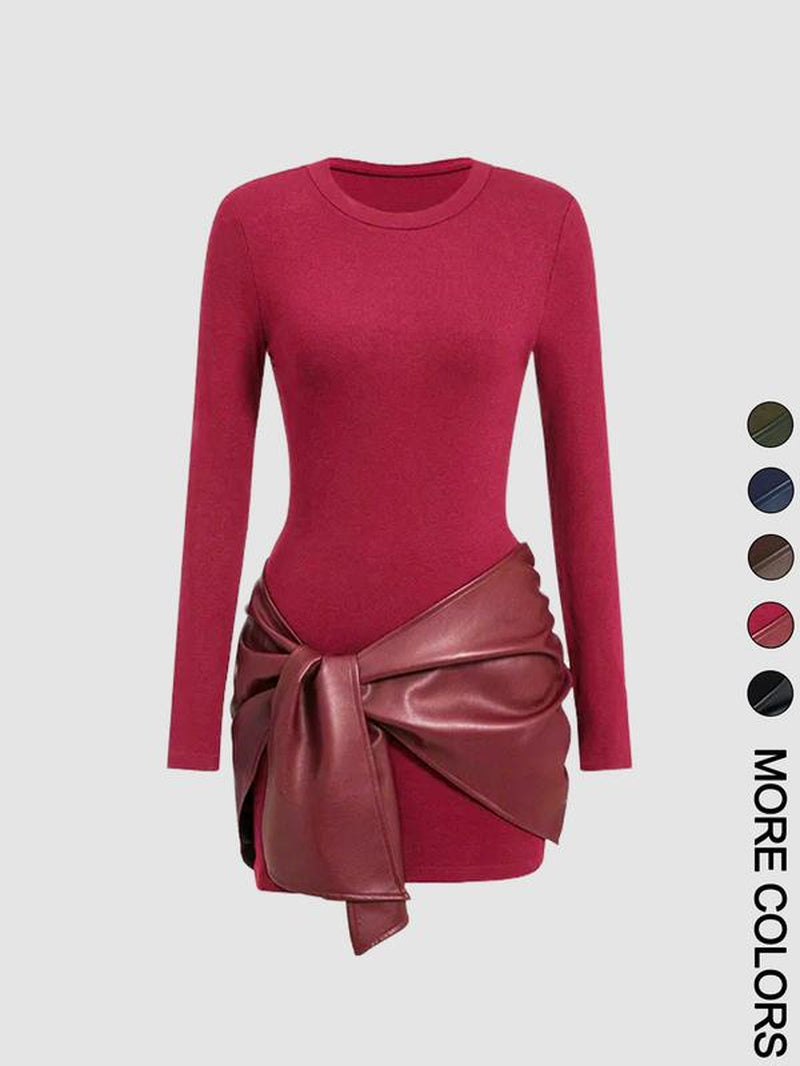 Patchwork Knot Side TWIST FRONT MINI Dress