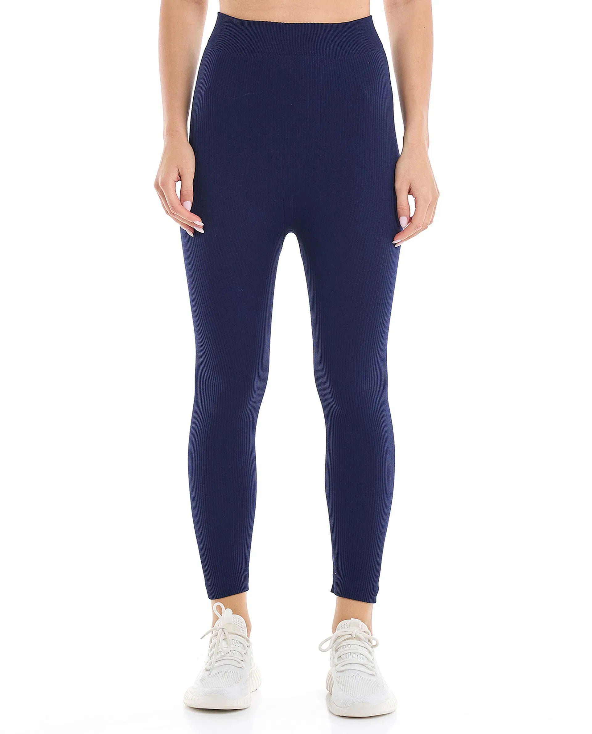 Ribbed 3/4 Leggings with Elastic Waist